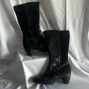 Womens Merrell Evera Amp Black Leather Suede Boots Heels